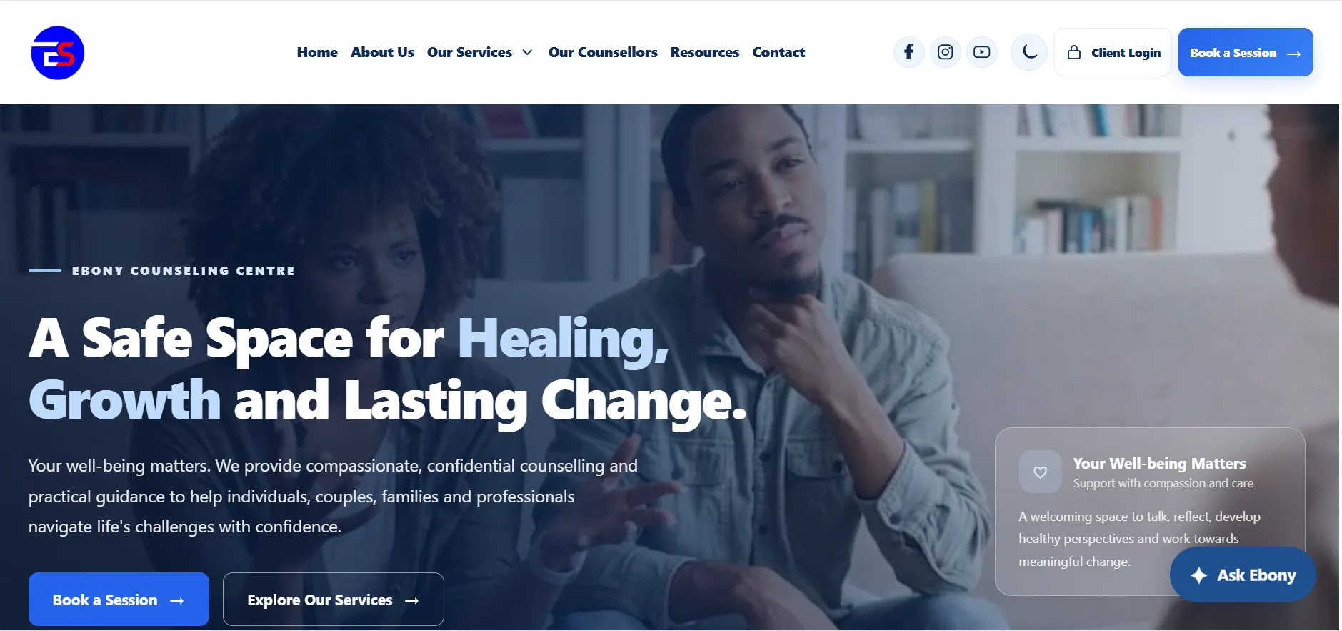 Ebony Counseling Centre website design